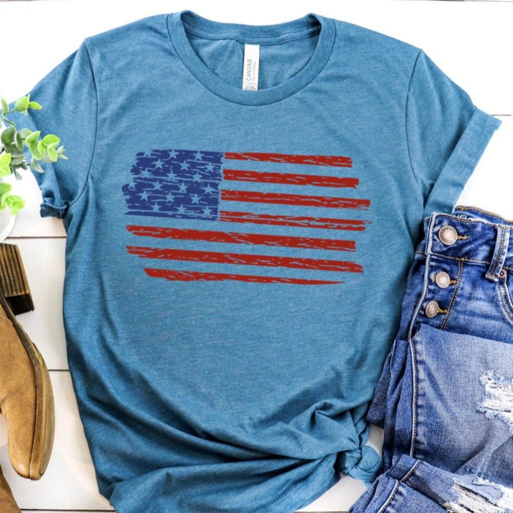 American Flag retro shirt, 4th of July shirt